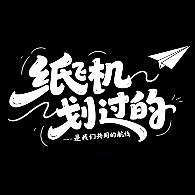 纸飞机划过的 是我们共同的航线AI字体设计